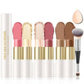 IONSGAKO Cream Contour Stick Makeup Kit - Double-Ended Highlighter & Bronzer | 6 Colors for Easy Sculpting