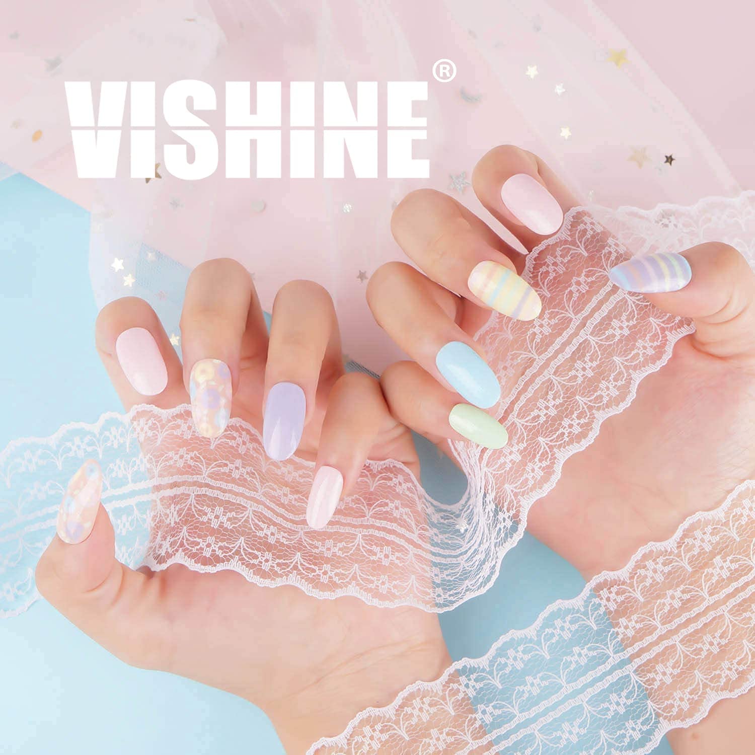 Vishine Pastel Gel Nail Polish Set - Spring Summer Candy Color Gel Polish, Soak Off Gel Polish Set, Nail Lamp Required, 8ml Each Bottle Decorations Nail Art Gifts Box