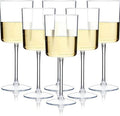 Ciaell 12 Pack Clear Plastic Wine Glasses - 10 Oz Stemmed Disposable Glasses for Parties & Events