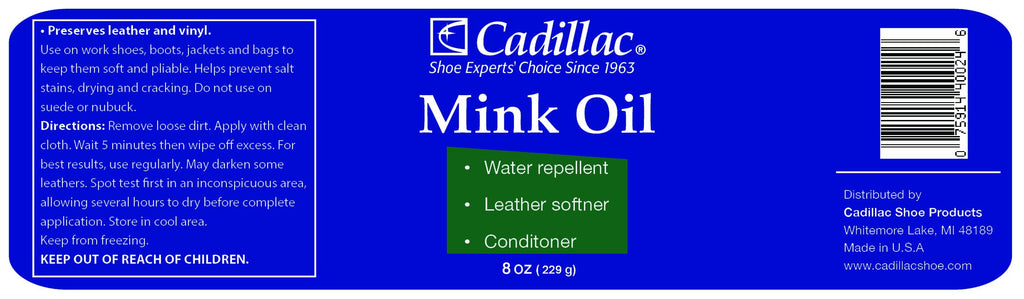 Cadillac Mink Oil for Leather Boots Shoes - Waterproof Leather - Water Repellent Softener & Conditioner Renovator Paste 8 oz