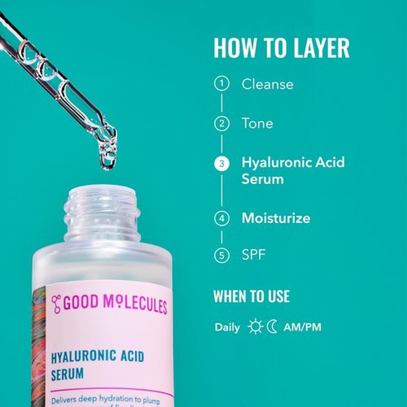 Good Molecules Hyaluronic Acid Serum Pack 2 – 30 ml Each | 1% Hyaluronic Acid, Non-Greasy Ultra Hydrating Serum, Facial Moisturizer for Plumper Skin, Skin Care for Face