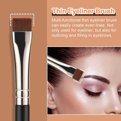 TEOYALL Thin Flat Eyeliner Brush - Precise Eyebrow Definer & Concealer Brush for Flawless Coverage