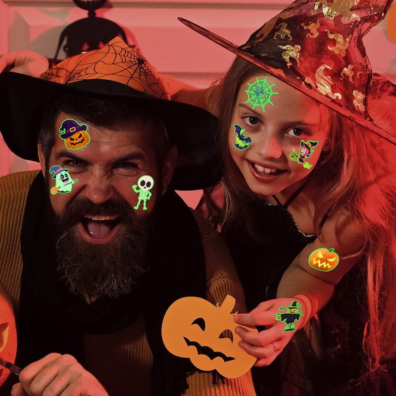 winthrop 240 Pcs Luminous Halloween Temporary Tattoos for Kids, Individually Wrapped Glow In the Dark Waterproof Safety Tattoos,Trick or Treat, Best Choice for Halloween Candy Bag, 60 Designs