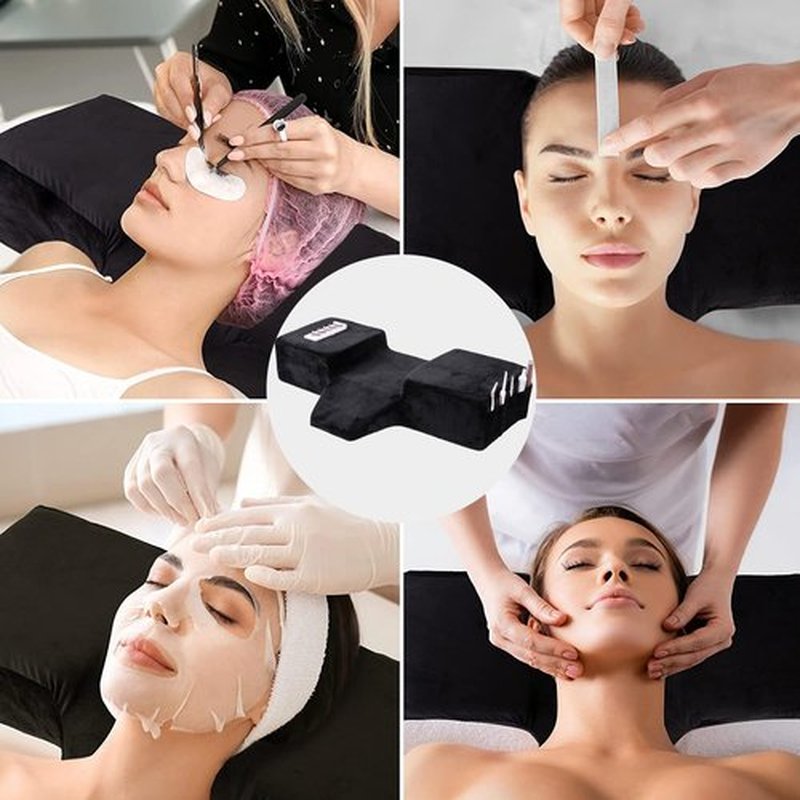 Sankell Beauty Salon Lashing Pillow,Comfortable Velvet Memory Foam Eyelash Extension Pillow,Ergonomic Neck Pillow,Protect The Neck When Used for Lash Extension Grafting Make Up(Black)