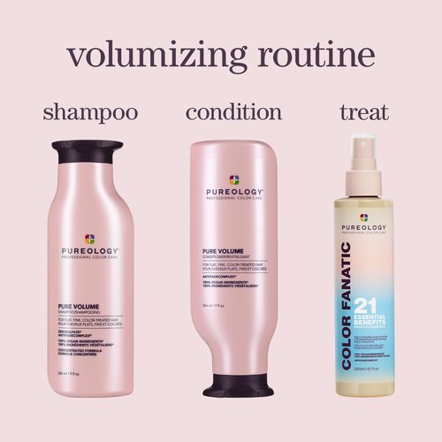 Pureology Pure Volume Shampoo - Enhances Volume and Movement, Lightweight Shampoo for Fine, Flat, Color Treated Hair, Sulfate-Free & Vegan, 9 Fl Oz