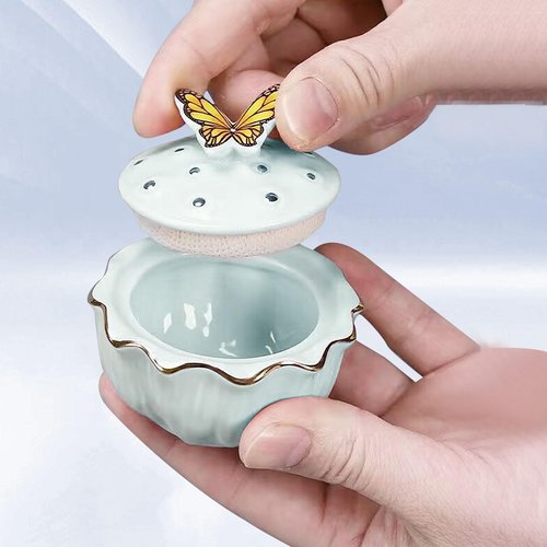 Honey Joy Dappen Dish for Butterfly Ceramic Nail Liquid Porcelain Anti-volatilization Monomer Bottle (HJ-NAPB062-Blue)