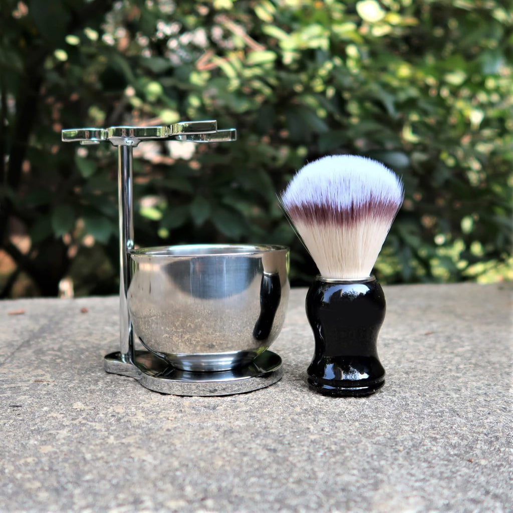 JEQUIL&CORENVEO Shaving Set for Men, 3 in 1 Grooming Set Includes Shaving Brush, Shaving Bowl, Razor & Brush Stand