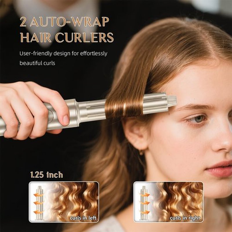 DORISILK 8 in 1 Hair Styler & Hair Dryer Brush Blow Dryer, 110,000 RPM High-Speed Hot Brush Styler, Ionic Smooth Cepillo Secador de Cabello Multi Straightener Curler Volumizer Dryer, Champagne Gold