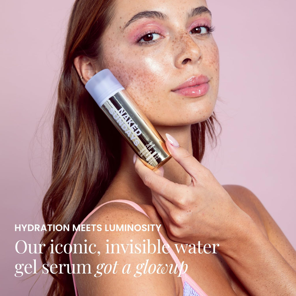 Naked Sundays CabanaClear SPF 50 Illuminating Sunscreen Serum for Face, Hydrating Water-Gel SPF, Radiant Glow Makeup Primer, Broad Spectrum UVA/UVB Protection, Silicone-Free, 50ml