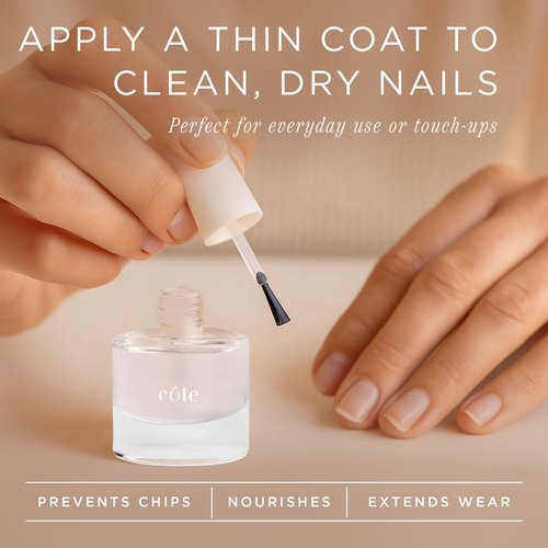 Cote Beauty Nail Strengthening Base Coat, Smooths Nails with Horsetail Extract, Vegan, Cruelty-Free, Fast Drying Nail Strengthener Base Coat, Primer for Polished Nails, 0.27 fl oz (8 ml)