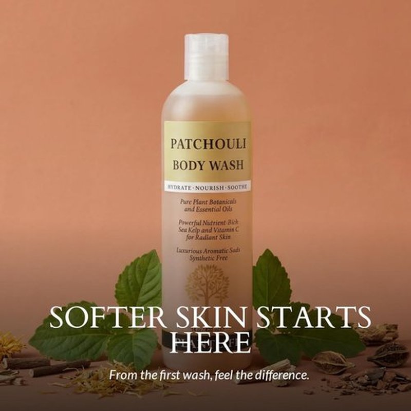 Plantlife Patchouli Body Wash - Gentle, Moisturizing Formula with Natural Ingredients | 14 oz, GMO & Gluten Free