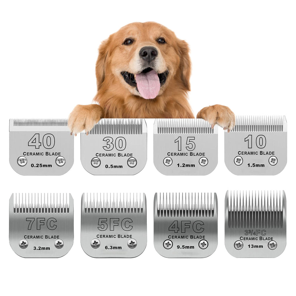8 Pc Dog Grooming Blade Compatible with Andis/Oster A5/Wahl KM10Dog Clipper