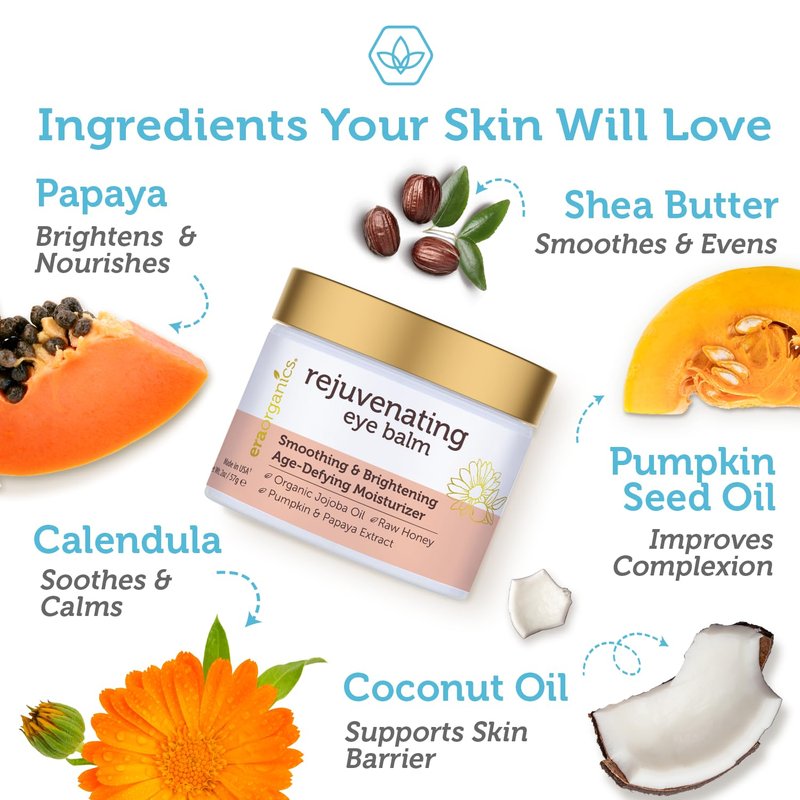 USDA Organic Eye Moisturizer Cream - Rejuvenating Age-Defying Balm with Jojoba & Argan Oil for Sensitive Skin