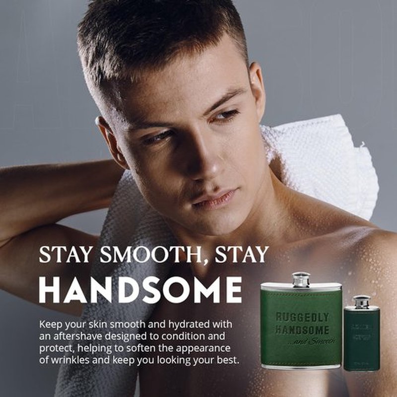 Ruggedly Handsome Aftershave - Soothing Men's Face Moisturizer with Menthol - 240ml Travel Size