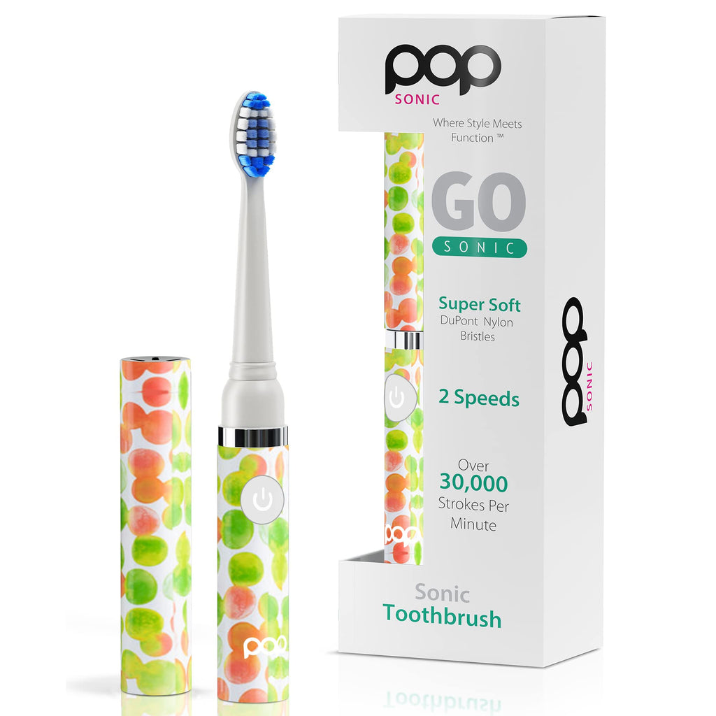 Pop Sonic Electric Toothbrush (Green Bubble) - Travel Toothbrushes w/AAA Battery | Kids Electric Toothbrushes with 2 Speed & 15,000-30,000 Strokes/Minute, Dupont Nylon Bristles