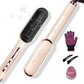 TYMO Ring Plus Ionic Hair Straightener Brush - Professional Styling Tool with 9 Temp Settings & LED Display, Gold Blush