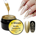U-Shinein 8ml Metallic Golden 3D Metal Painting Gel Nail Polish, Mirror Finish, UV/LED Soak Off