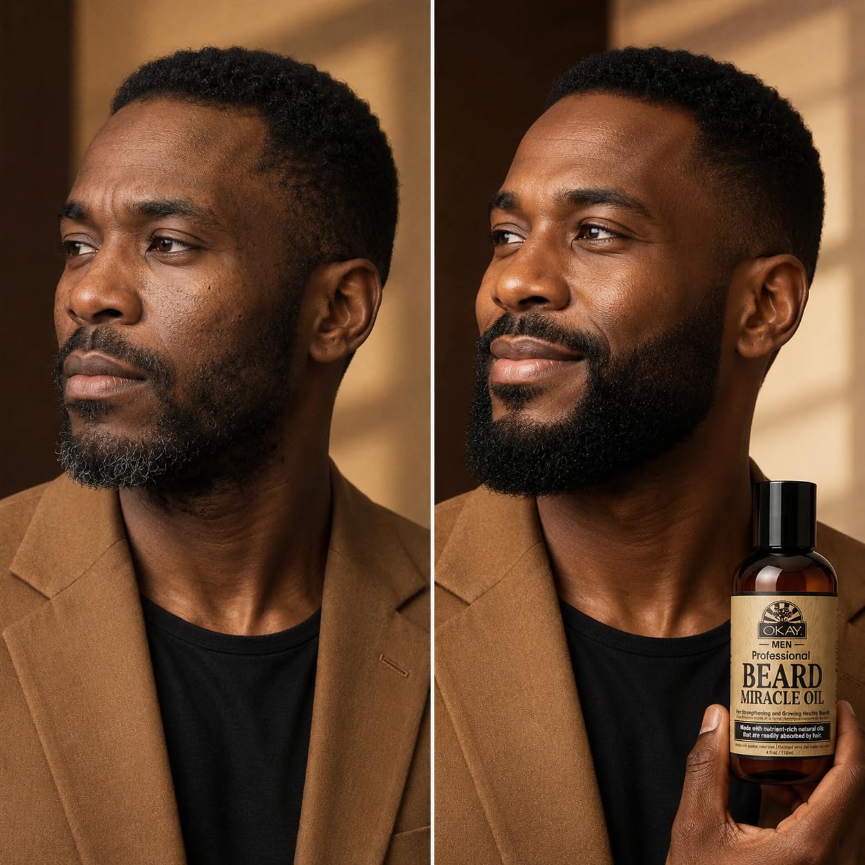 OKAY Men Beard Miracle Oil 4oz – Beard Softener & Moisturizer, Hydrating Beard Oil for Men, Reduces Itch & Beard Dandruff, Lightweight Non-Greasy Formula, Sulfate Paraben Silicone-Free