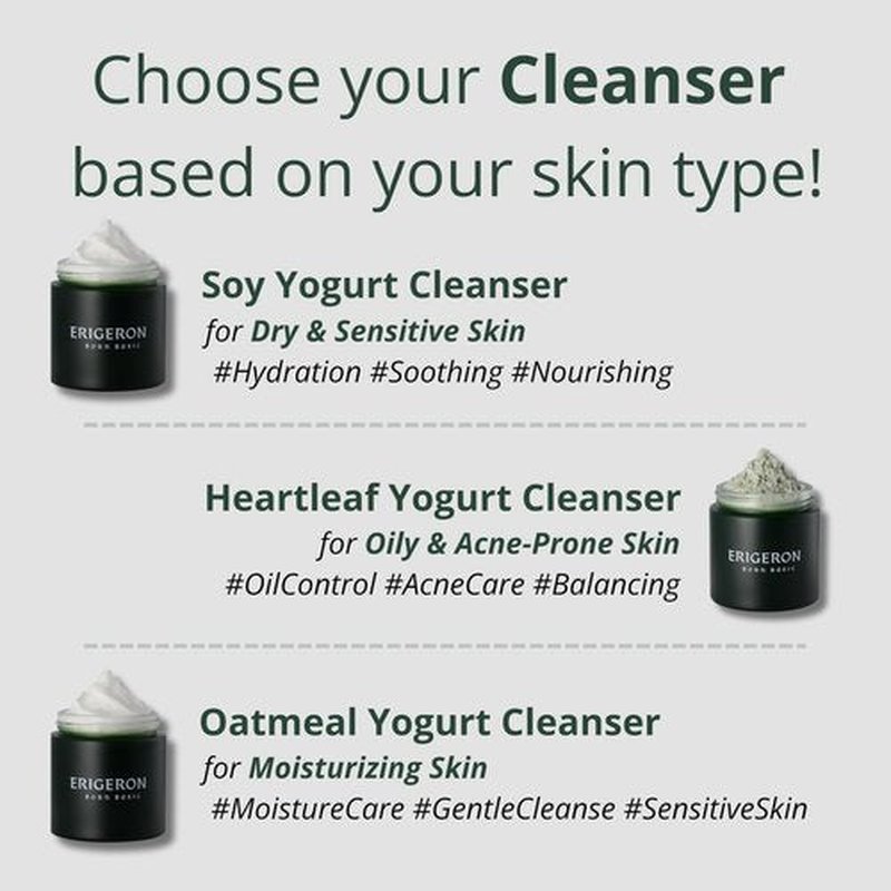 ERIGERON Heartleaf Facial Cleanser, Face Mask, Greek Yogurt Cleanser, Soothing, Deep Pore Scrubber & Face Wash with Green Tea, Blackhead Remover, Korean Skin Care (3.38 fl.oz.)