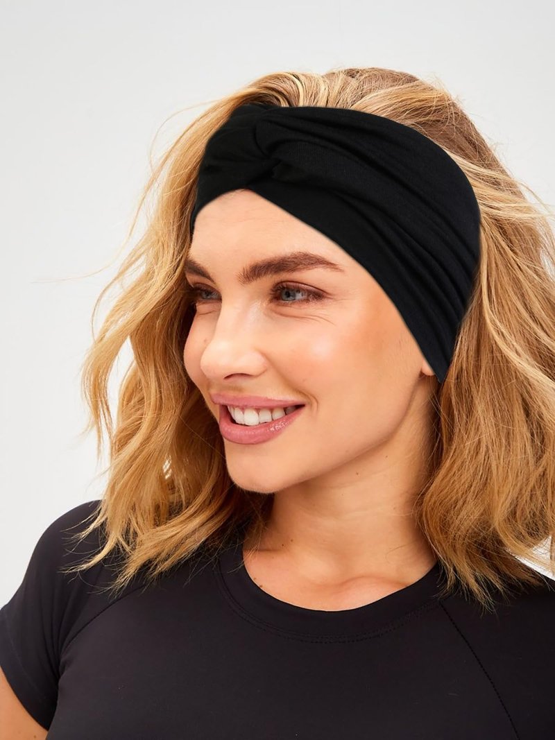 Wide Headbands for Women Black Stylish Head Wraps Multi Styles, Fashion Non Slip Head Bands for Women's Hair Thick Hairbands Extra Large African Sport Yoga Turban Headband Hair Accessories, 3 Packs