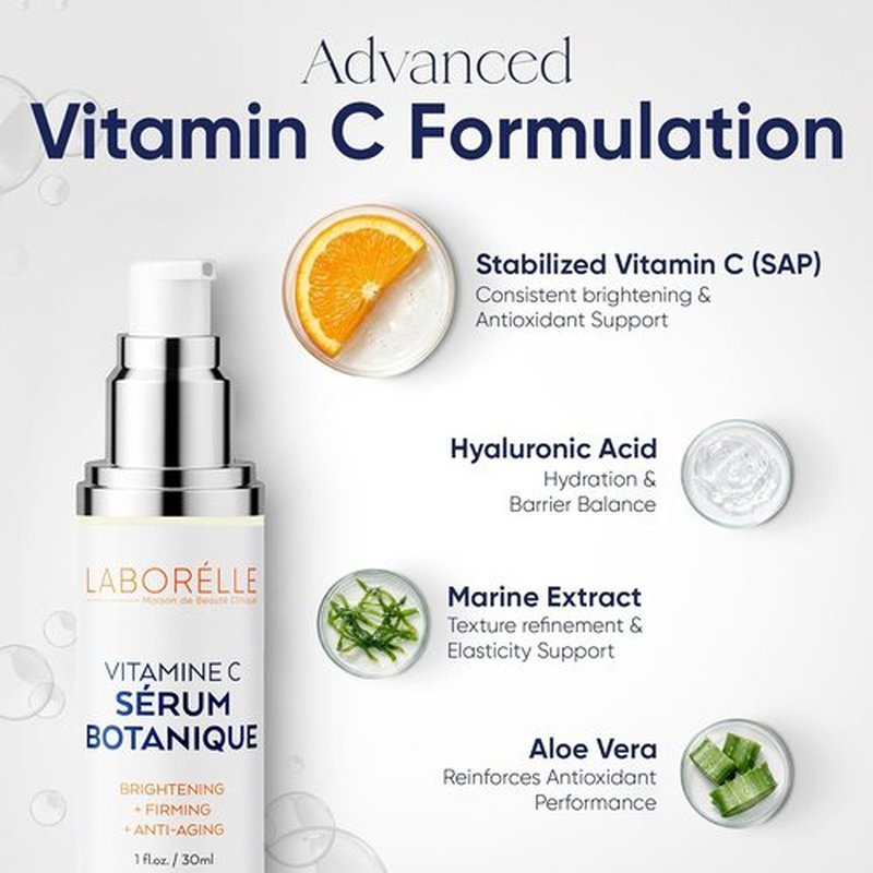 Skiennix Vitamin C Serum - Brightening & Hydrating Dark Spot Corrector with Vitamin E & Hyaluronic Acid (1 fl oz)