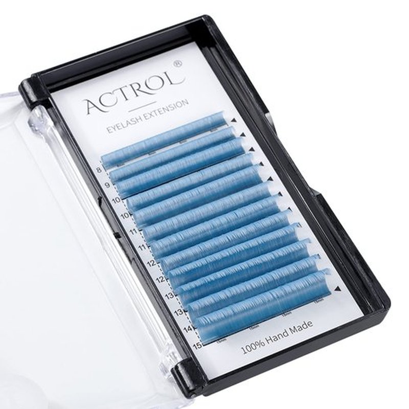 Colored Eyelash Extensions Easy Fan 8-15mm Mixed Light Blue D Curl Easy Fanning 0.07mm Self Premade Volume Lash
