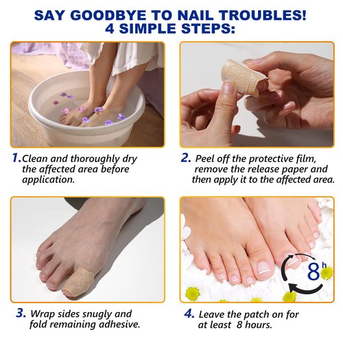 Nail Patches, Rapid Repair Hydrogel Nail Care Stickers, 8 Hours Results | Ultra-Thin and Breathable | Reduces Nail Discoloration | Repairs Damaged Nails, 64 PCS