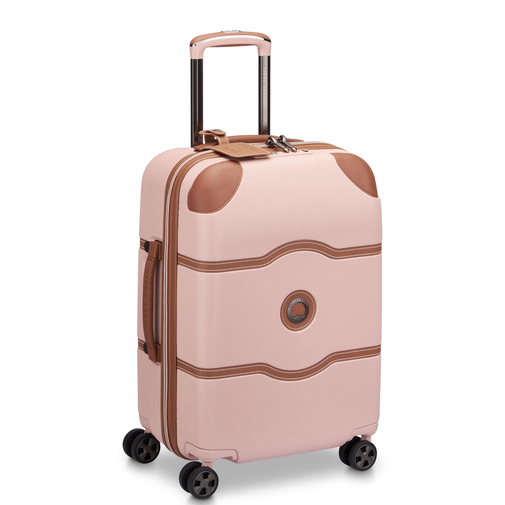 DELSEY PARIS Chatelet Air 2.0 Carry-On Plus Suitcase 20 Inch, Hardside Polycarbonate Luggage, Dual-Density Spinner Wheels, TSA Lock, USB Port, Blush Pink