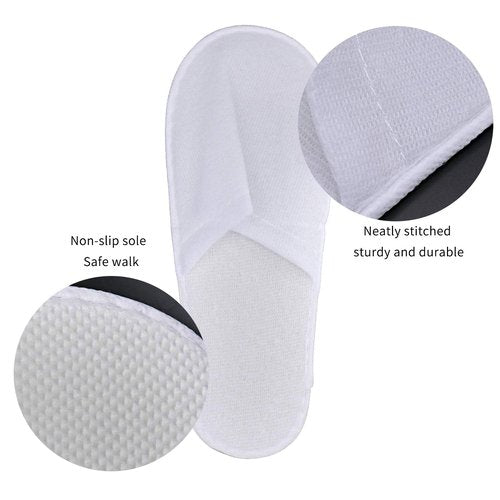 KRISMYA 24 Pairs Spa Slippers,Closed Toe Disposable Slippers,Non-Slip Slippers Fit Size for Men and Women for Hotel Home Guest Used,White