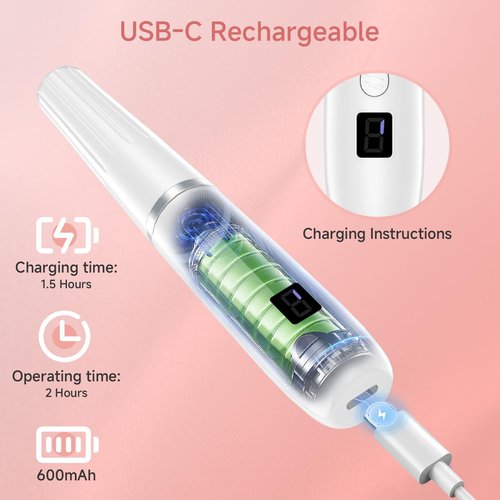 Electric Nail Filer, Professional Nail Drill Kit, Electric Nail Drill Kit, Portable File for Acrylic Gel Nails, Cordless Nail File Electric Manicure Pedicure Tools with Drill Bits for Home Salon