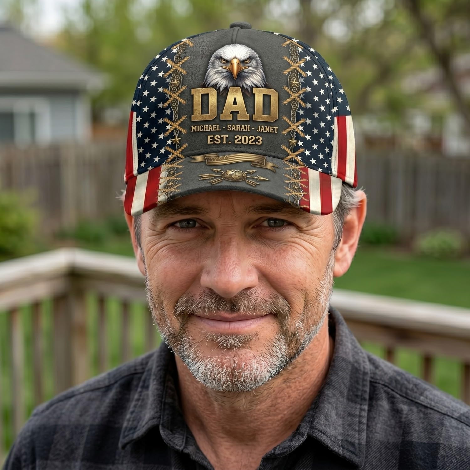 Famitrendz Personalized Patriotic Dad Baseball Cap, Custom Dad Hats for Men, Fathers Day Hats for Daddy Papa, Patriotic Grandpa Hat, Dads Gift from Son Daughter for Fathers Day, Christmas 1