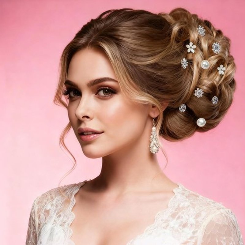 40 PCS Wedding Hair Pins for Brides, Pearl & Crystal Hair Pins, Rhinestone Bridal Hair Accessories for Bridesmaids, Updos, Proms, Parties