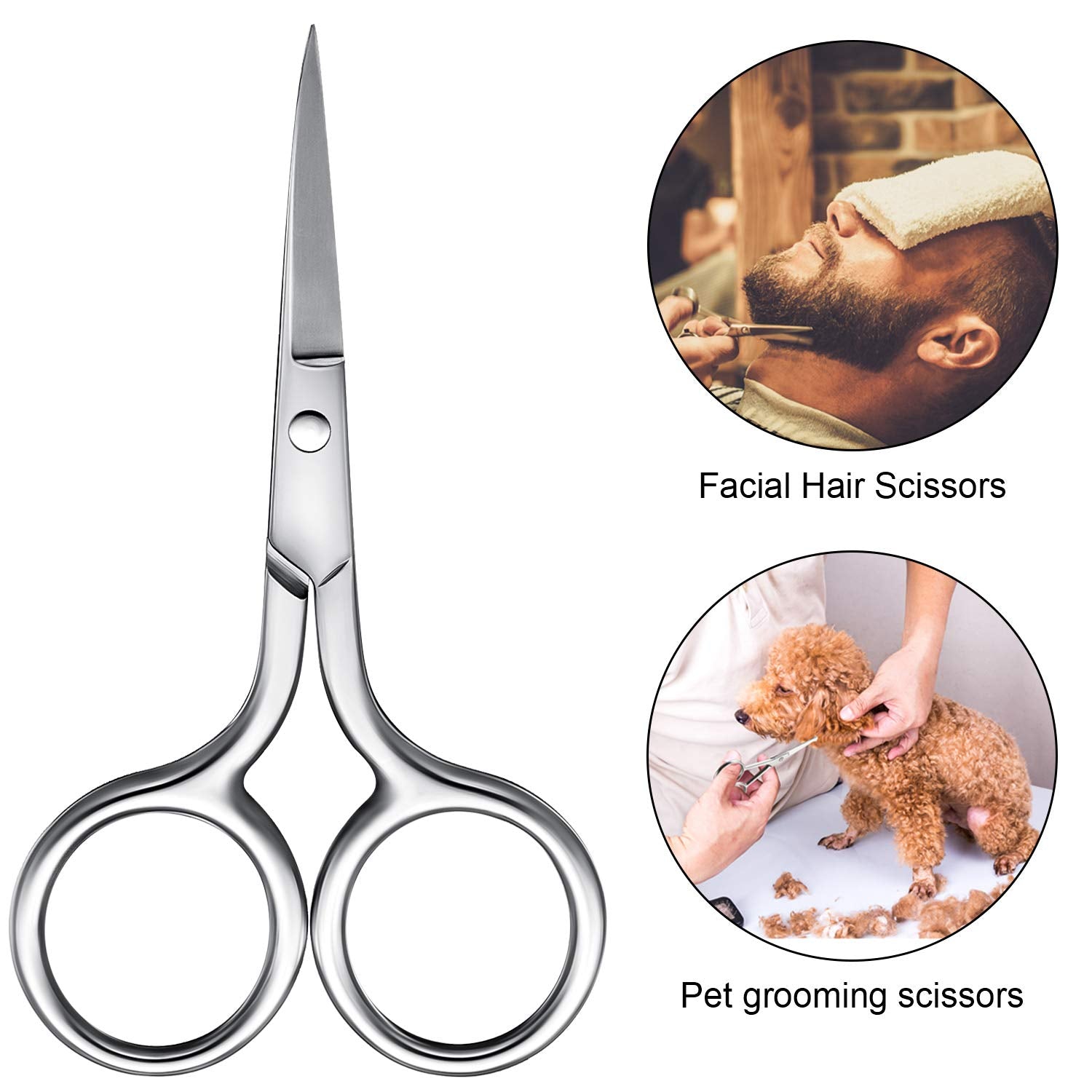 Mudder 3 Pack Small Nose Scissors Facial Hair Trimming Mini Beauty Stainless Steel Grooming Pointed Scissor for Grooming Eyebrows, Nose, Mustache, Beard