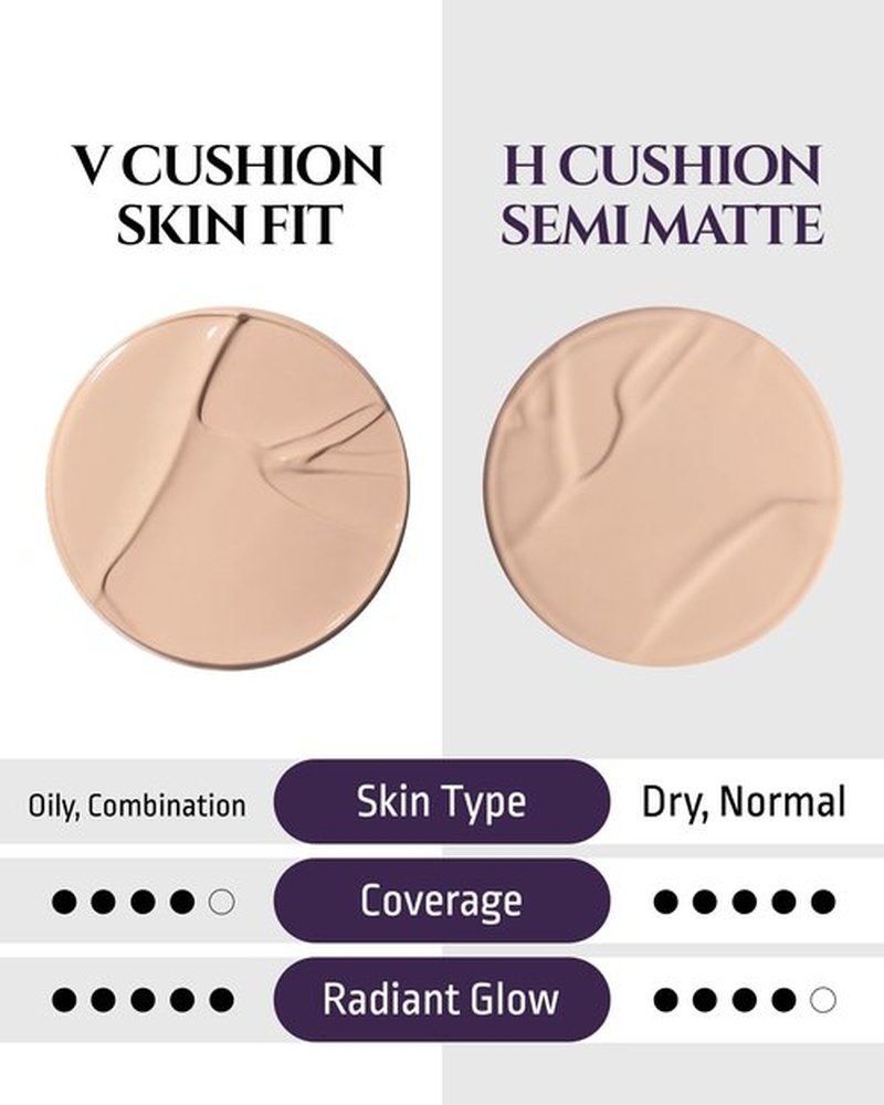 HEVVYMAKEUP V Cushion Skin Fit No.21 Light Begie - Korean Makeup Flawless Radiance Foundation for Oily and Combination Skin - Poreless Ariy Weightless Coverage, 0.35oz.