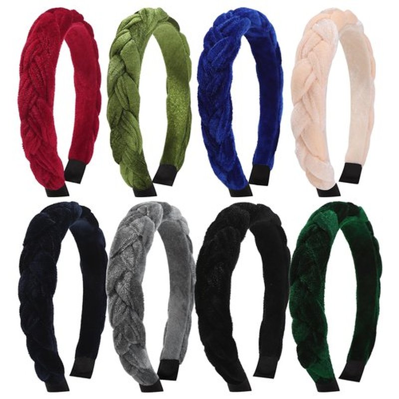 Suyegirl Braided Headbands for Women,Velvet Headbands for Women Girls,Wide Criss Cross Hair Accessories 8 Packs