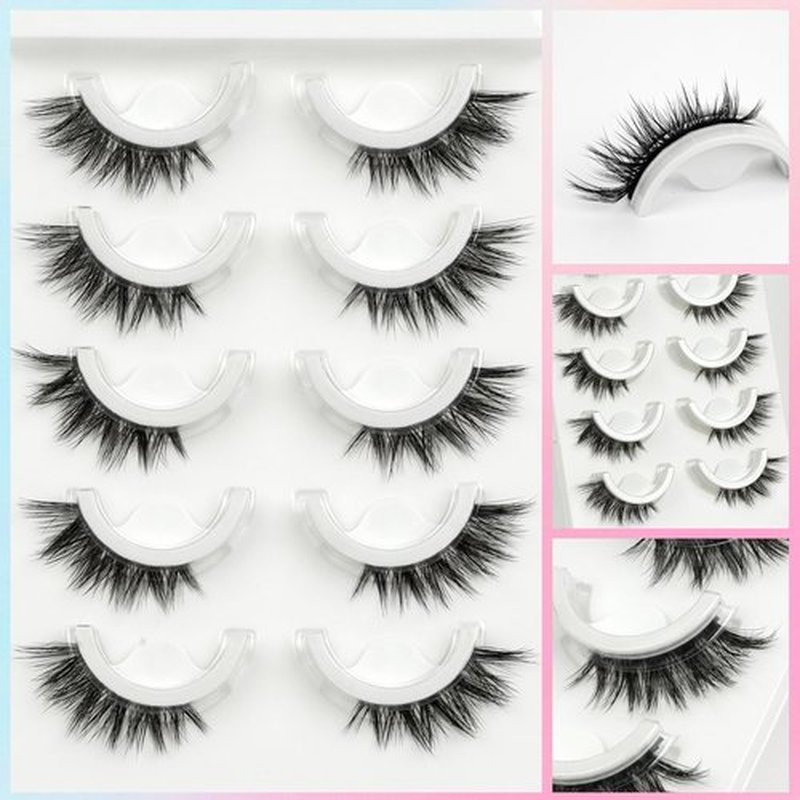 EMEDA Self Adhesive Lashes False Eyelashes Faux Mink Fibers Fake Eyelashes Lashes Strip Lashes EMD-US-ZNDM-6D49