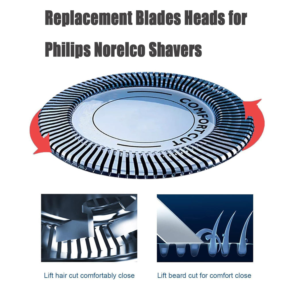 6PCS HQ56 Compatible with Steel Replacement Heads for Philips Norelco Razor fits for HQ6940 HQ6868 HQ6970 (3-Pack)