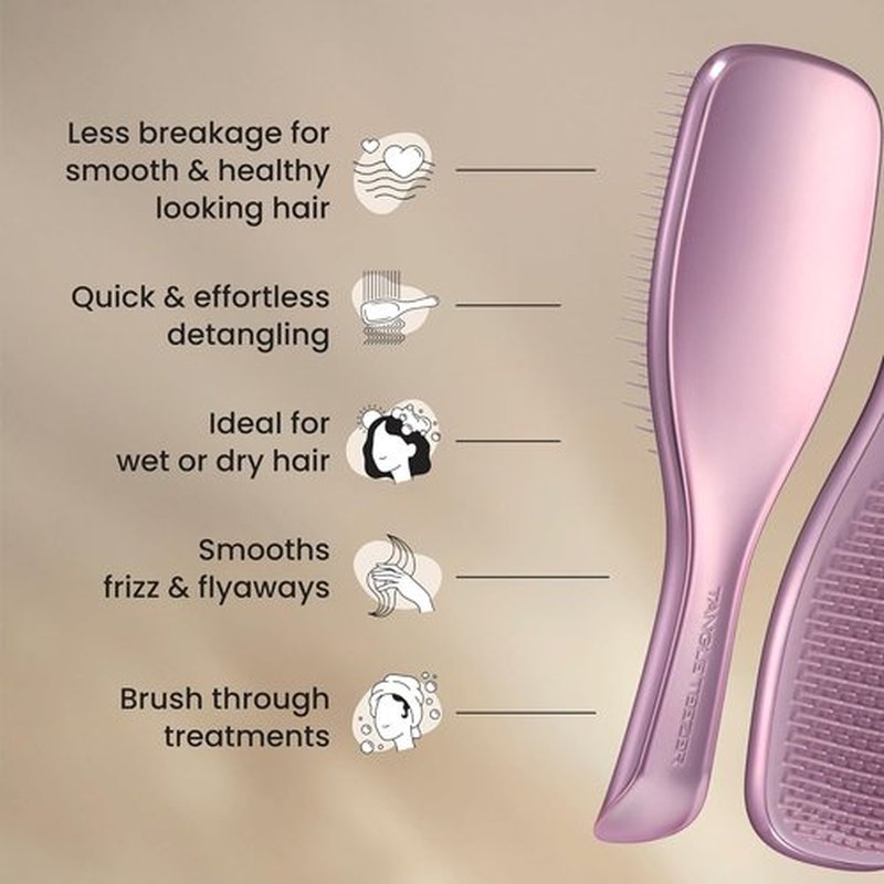 Tangle Teezer Chrome Ultimate Detangler Brush - Eliminates Knots & Reduces Breakage | Mauve