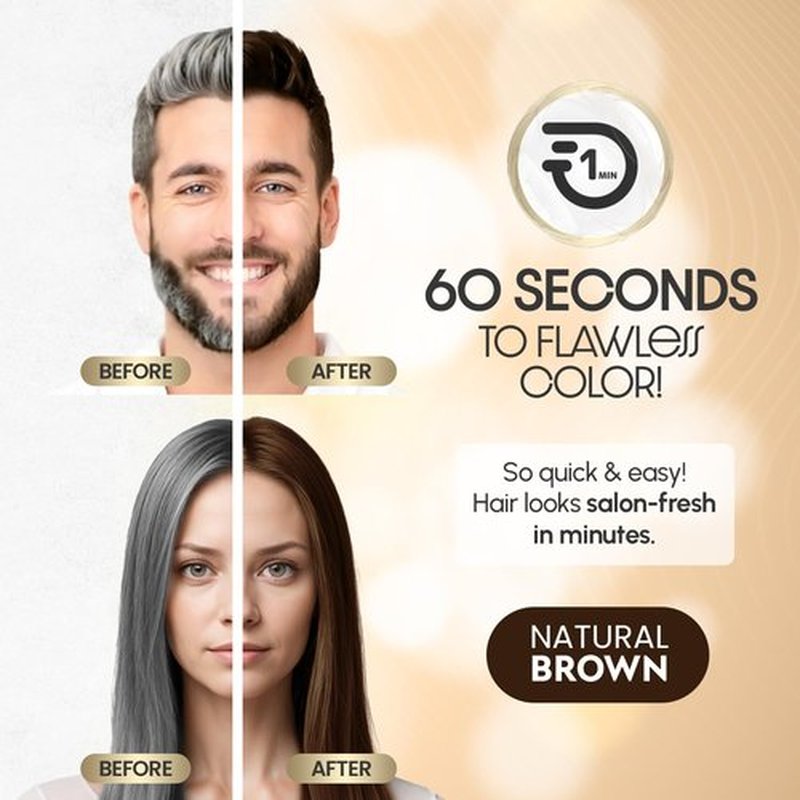 Herbishh Korean Hair Dye Cream & Developer - Natural Brown | Ammonia-Free, 1-Minute Gray Coverage Kit (2.03 fl oz Each)