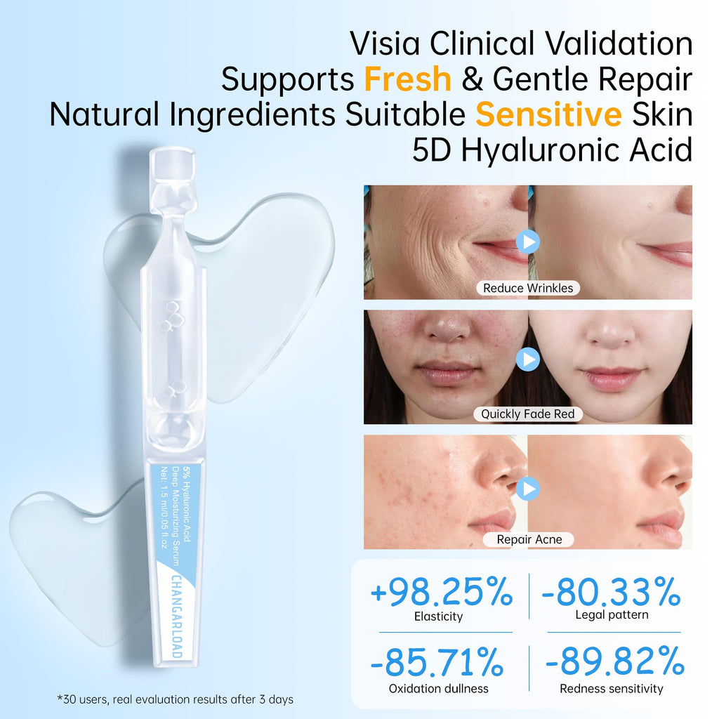 5% Hyaluronic Acid Tubes Ultra-Hydrating Vials with Niacinamide,Collagen Stem Cell,Wake Nature Perfection|AntiAging|Deep Hydration|CellActivation-1.5ml*60Pcs Ultra Hyaluronic Acid Serum for Face