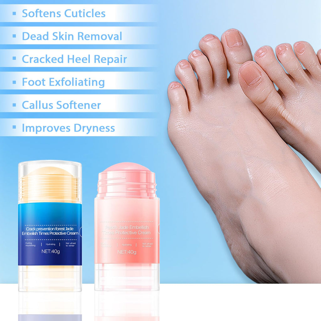 XICOFISS Crack Feet Prevention Stick, Anti Cracked Foot Cream For Dry Heels, Moisturizing Foot Balm Stick, Remove Dead Skin And Softening Dry Skin (Pink+Blue)