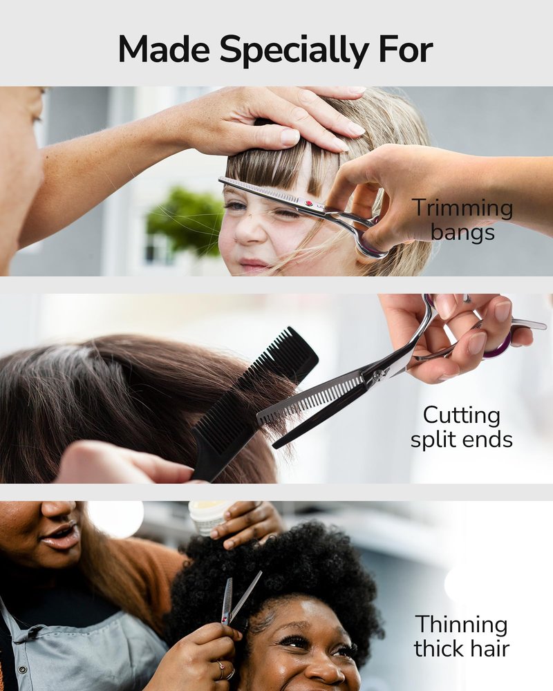 ULG Hair Thinning Scissors Professional Barber’s Texturizing Teeth Shears for Hairdressing, Salon and Home Use Thinning Shears for Hair Cutting, Made of Japanese Stainless Steel, 6.5 inch
