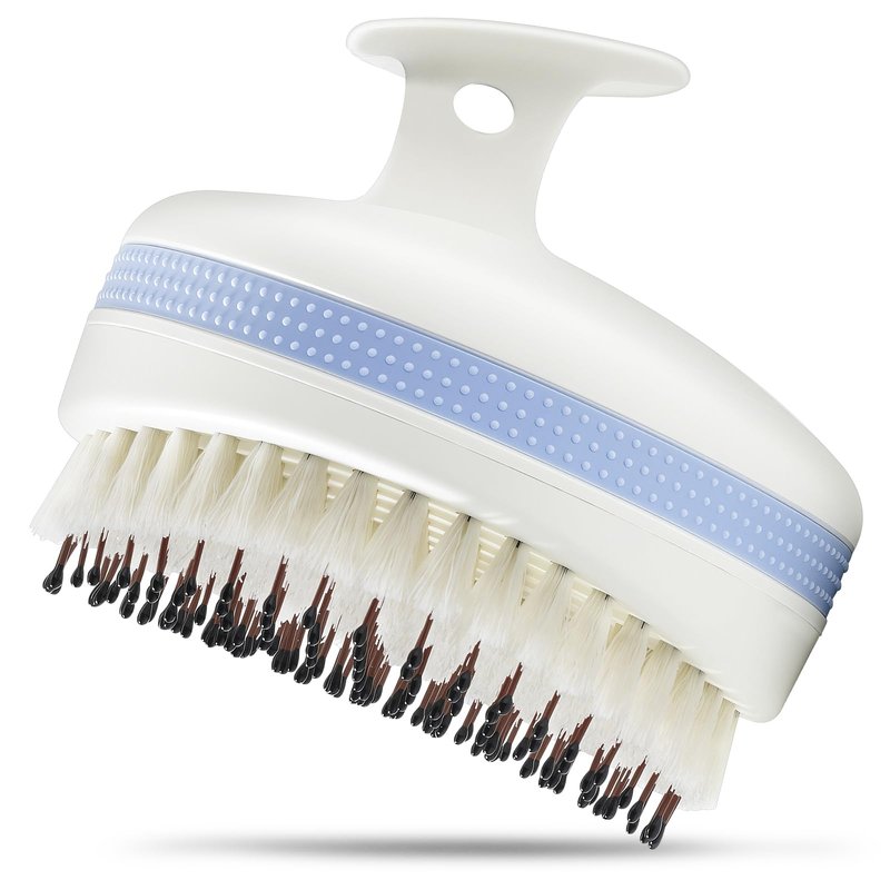 Wonsagain Scalp Massager with Double-Layer Bristles,Anti-Slip Rich-Lathering Hair Washing Shampoo Brush,Curved Scalp Scrubber with Better Head Fit for Dandruff Removal,Wet&Dry Use Scalp Stimulator.