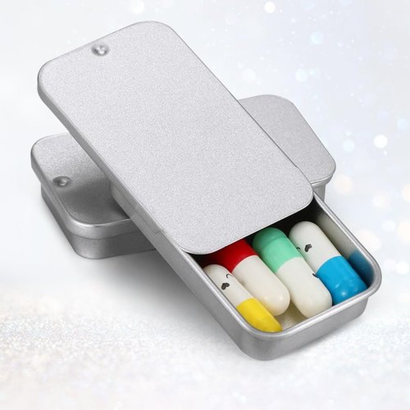 Norme 40 Pcs Small Slide Top Tin Lip Balm with Lids Rectangular Metal Containers for Lip Balm Candies Jewelry Crafts Pills Storage Kit(2.36 x 1.38 x 0.39 Inch,Silver)