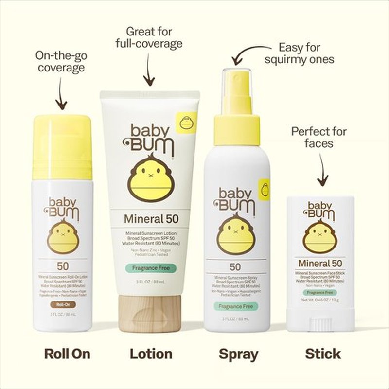 Sun Bum Baby Bum Mineral SPF 50 Sunscreen Stick - Travel Size, Unscented Protection for Sensitive Skin - 0.45 Oz