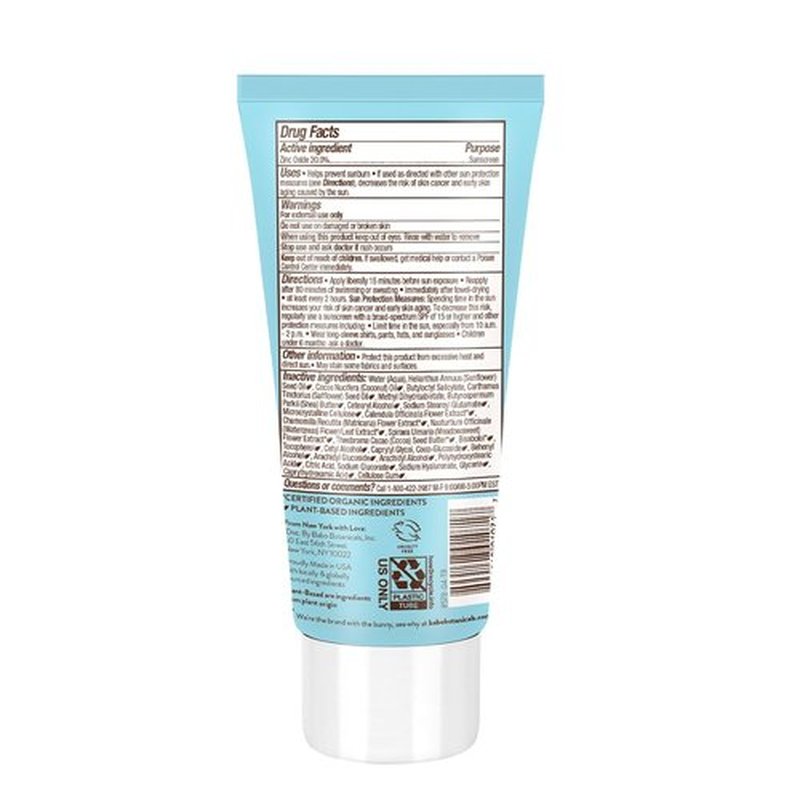 Babo Botanicals Mineral Sunscreen Lotion SPF 50 - Natural Zinc Oxide - Fragrance-Free & Water-Resistant for Babies & Kids