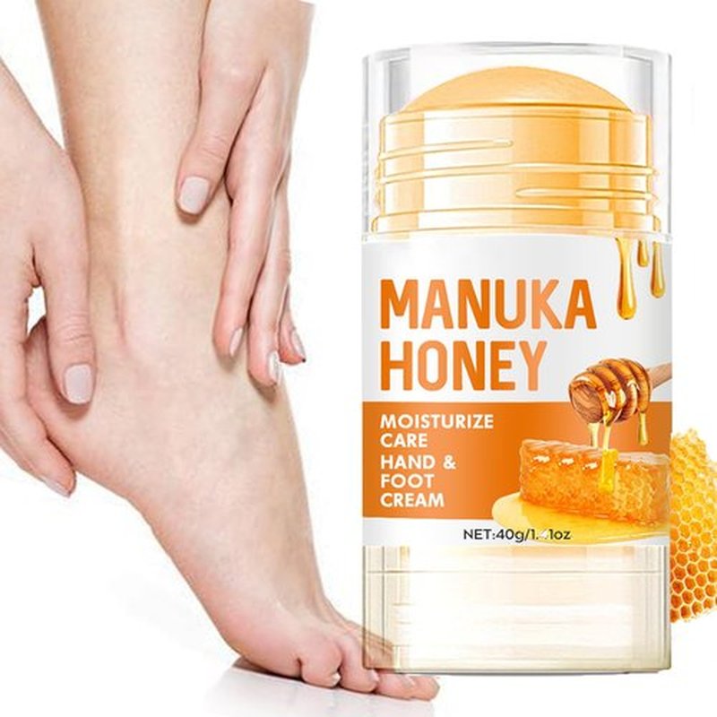 Grospe Honey Foot Balm Stick,Manuka Honey Stick Foot Cream for Dry Cracked Heels and Feet Moisturizing & Exfoliating Care for Dry Cracked Feet Knees and Hands Callus 1.41 Oz
