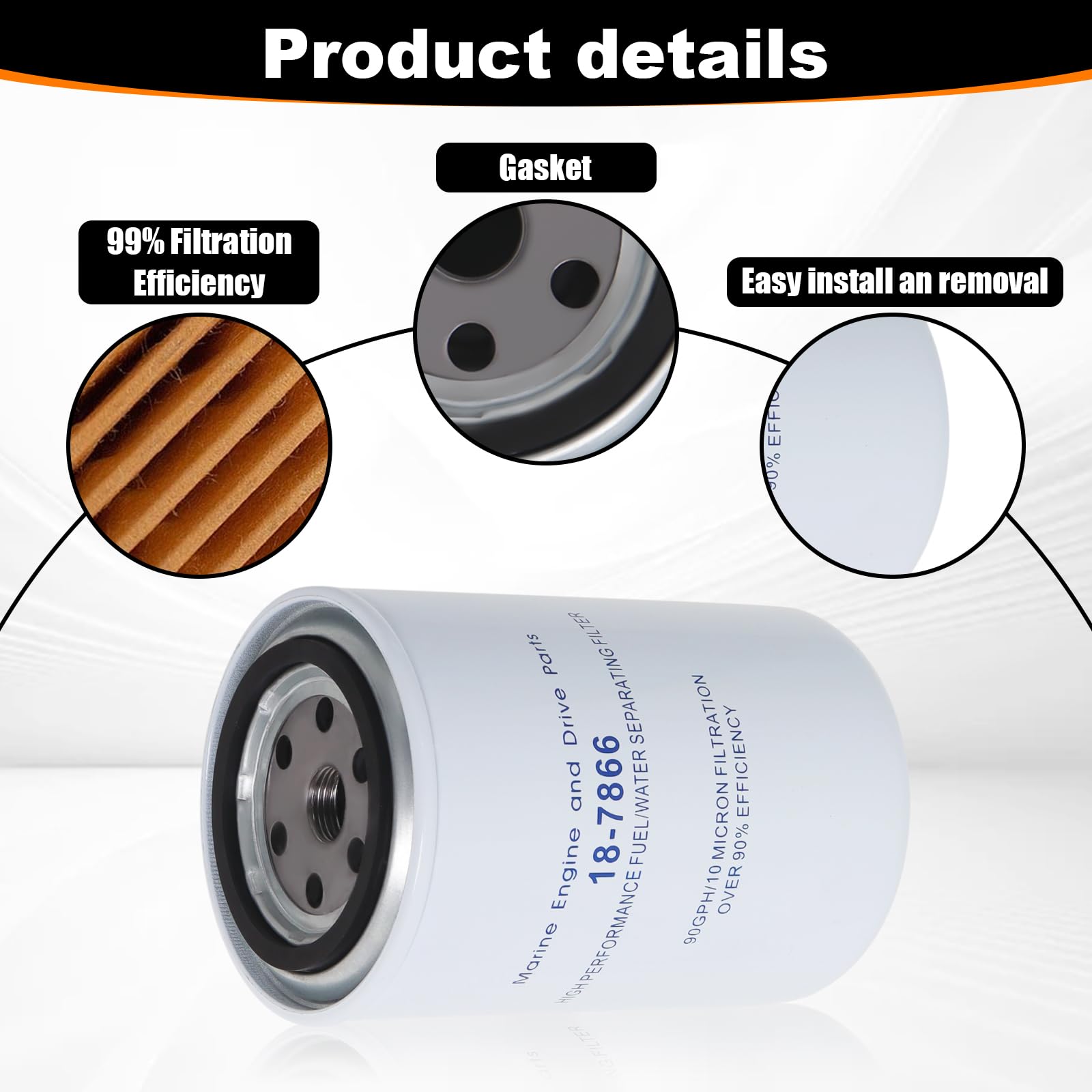 18-7866 Fuel/Water Separating Filter 10 Micron Compatible with Yamaha MAR-10MEL-00-00 MAR-FUELF-IL-TR Sierra 18-7866 Mallory 9-37807 Outboard Motors - 2 Pack