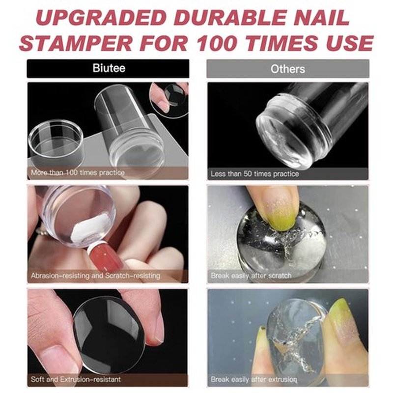 Biutee Nail Stamping Plates Set 2 PCS Large Plate 110 Patterns Nail Art Stamper Scraper Nail Stamp Template Kit French Line Lace Flower Design Masnicure Plates