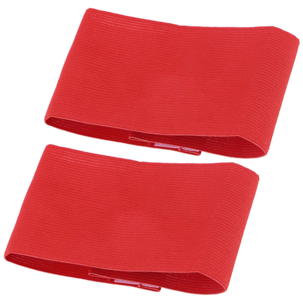 Ciieeo 2Pcs Adjustable Soccer Captain Armband - Bright Red Nylon Band for Football Rugby Basketball - Suitable for All Ages Perfect for Training and Matches